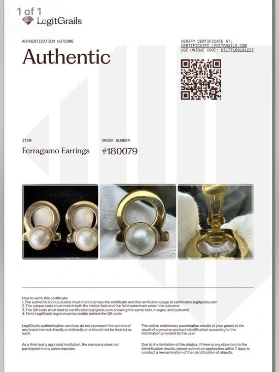 Ferragamo vintage Gancini pearl earrings with COA EUC - Picture 3 of 15